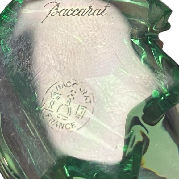 BACCARAT FROG Solid Green Paperweight Glass Crystal Figure - Picture 6 of 7